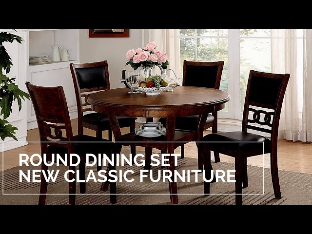 Round Dining Set | New Classic Furniture | Dining Table and Four Chairs | 2021 [Best Seller]