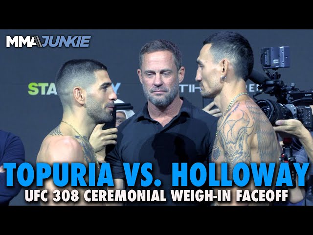 Ilia Topuria Trash Talks Stoic Max Holloway at Final Faceoff for Title Clash | UFC 308 Staredown