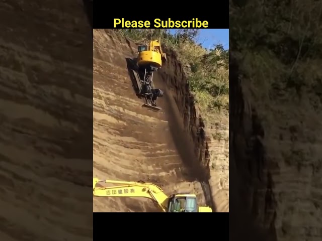 Dangerous Backhoe Trimming Slope #shorts