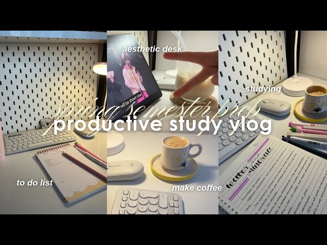 (sub) productive study vlog 𐙚⋆. spring semester prep, skincare, cleaning, notes taking