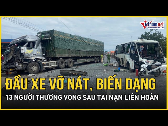 Hiện trường thảm khốc vụ tai nạn liên hoàn trên quốc lộ 1 qua Khánh Hòa, 13 người thương vong