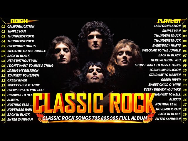 Queen, Guns N' Roses, Bon Jovi, Aerosmith, ACDC,U2 🤘🤘 Best Classic Rock Albums from 70s to the 90s