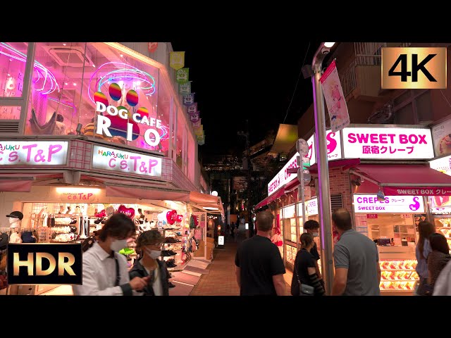 4K HDR 60fps | Tokyo Harajuku Night Walk - Super Cute Takeshita Street 夜の原宿散歩 - Fall 2022