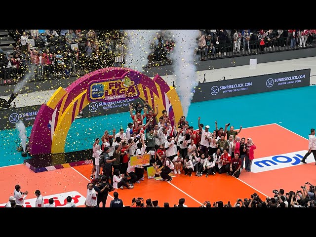 MOMEN MEMBANGGAKAN PENYERAHAN TROPI JUARA PROLIGA 2024 JAKARTA STIN BIN