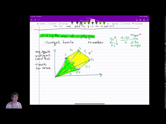 (Unit 2) Primitives 6: Surveyor's Formula (area of a polygon)