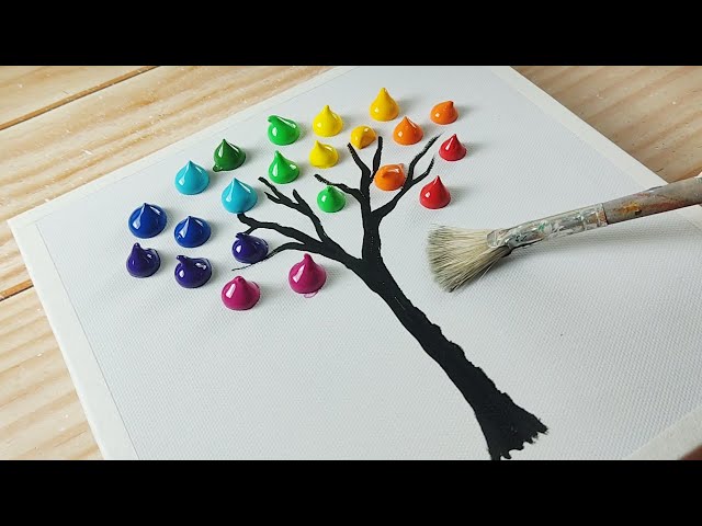 Colorful Tree / Easy Acrylic Painting for Beginners #289 / Step By Step / Satisfying ASMR