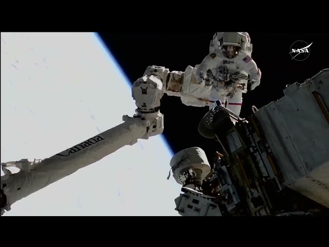 ISS robotic arms transports astronaut Suni Williams during spacewalk