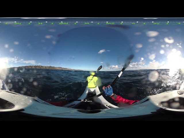 Surfski Paddling Strait of Gibraltar in Epic V8 Double with Boyan