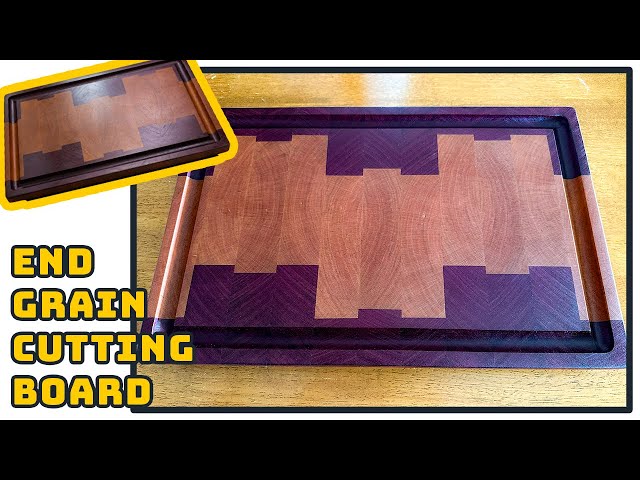 End Grain Cutting Board Build - Cherry & Purpleheart DIY Woodworking