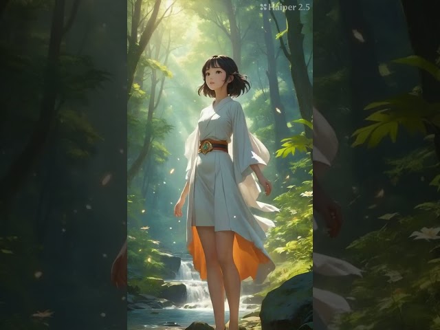 anime girl in forest