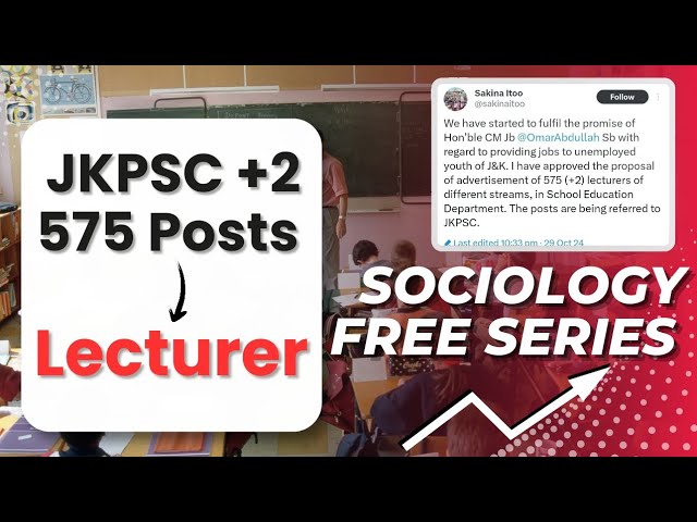 10+2 Lecturer Post | Sociology |  JKPSC