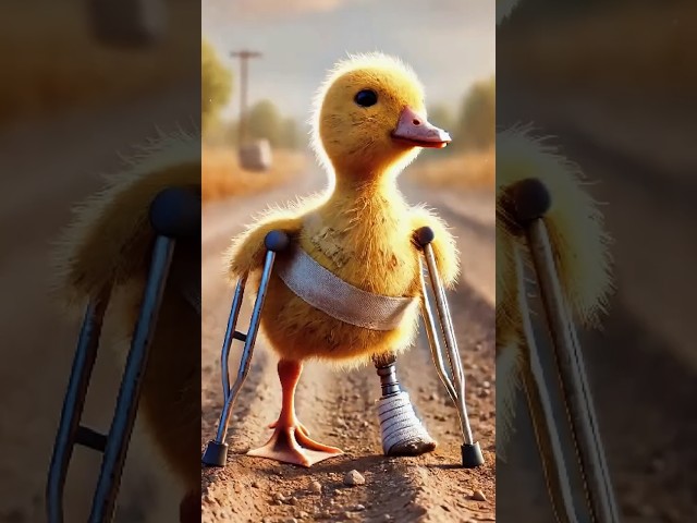 A disabled duckling helps his cat friend#DuckRescue#duck#aianimation#cartoon