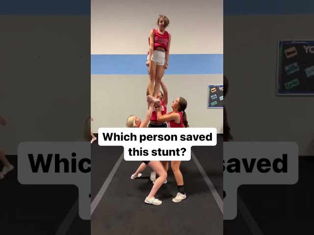 Which person saved this stunt? #cheer #stunt #cheerfails