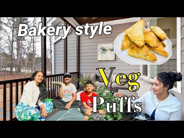 Bakery style Veg puff recipe || మా విరజాజి మొక్కకి పూలు వచ్చాయ్🥰😍 ||Dandevibes ||