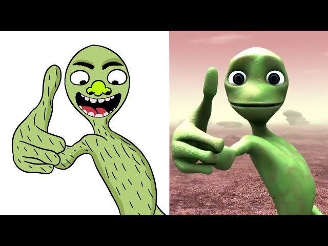 El Chombo - Dami dami tu Cosita feat funny Drawing meme | Cutty Ranks | green Alien dance