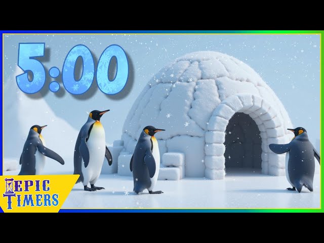 5 Minute Music timer with Cool Penguins and an Igloo!