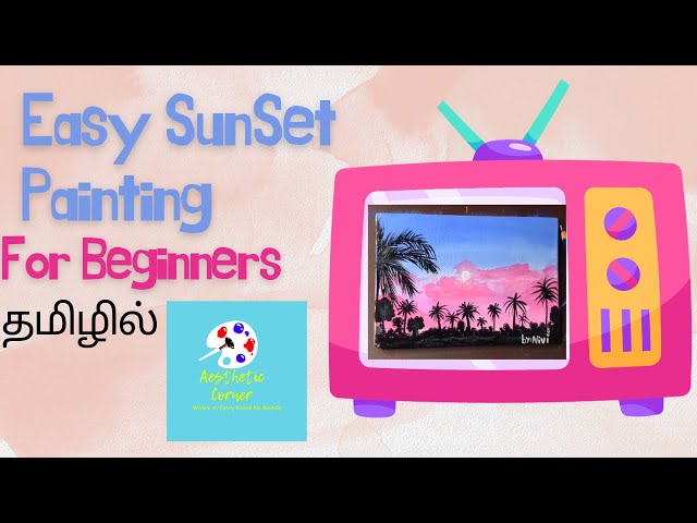 Sunset 🌆 Painting | For beginners | Easy 🎨 | In Tamil