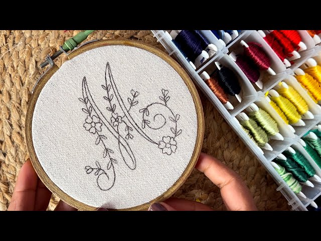 Beautiful floral letter embroidery || Embroidery video || Embroidery for Beginners-Let’s Explore