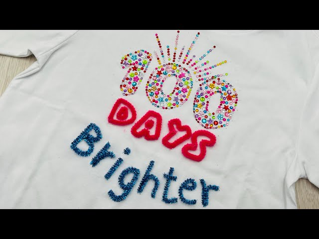 DIY 100 days of school T shirt | 100 days brighter T shirt idea