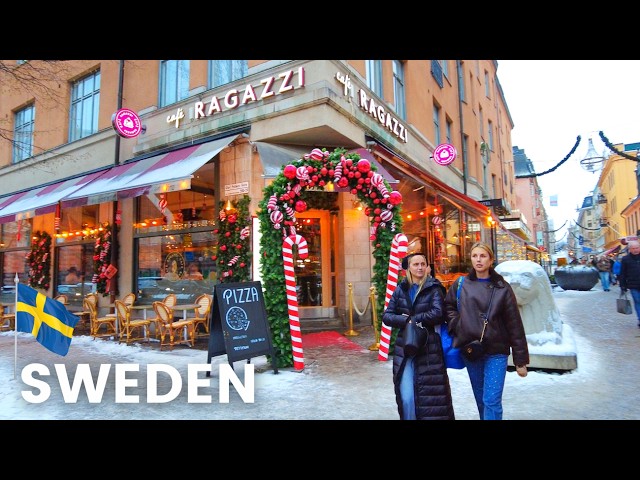 4K Stockholm Walk | Festive Stockholm City Center & Holiday Market  🇸🇪 ✨