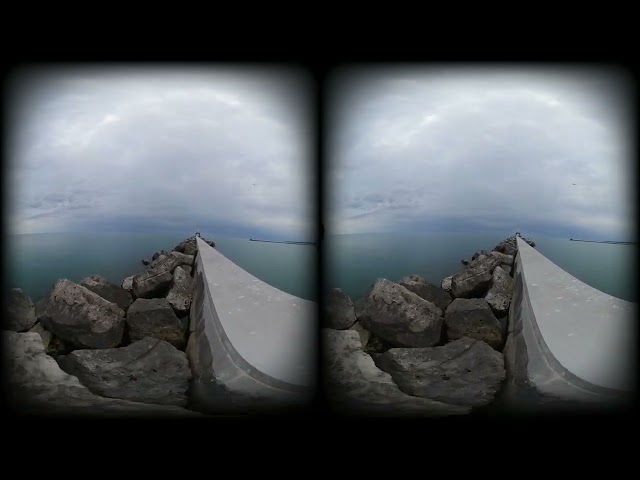 Port Washington WI VR 3D  180 4K break water walk May 16, 2022