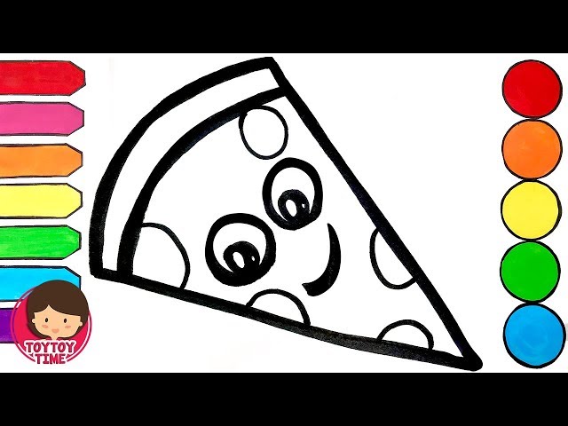 Coloring Videos for Kids Easy How to Draw Food Pizza Coloring Pages Glitter Art