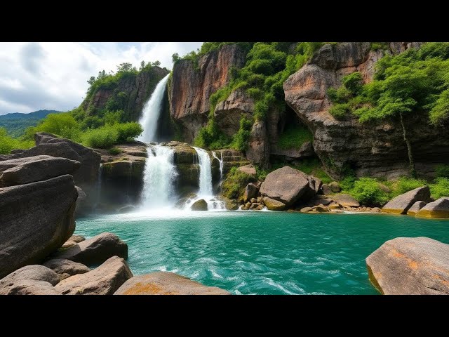 Relaxing Waterfall & Soothing Music | Calming Nature Sounds for Sleep, Meditation & Study