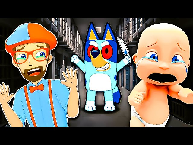 Baby and Blippi Escape Bluey Show Prison!