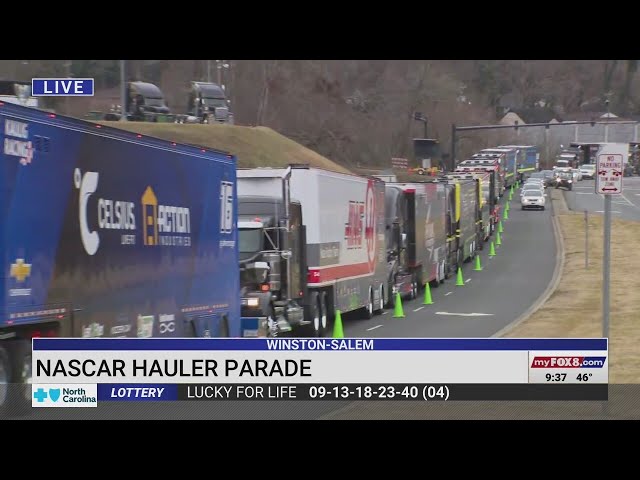 NASCAR hauler parade cruising through Winston-Salem ahead of Cook Out Clash