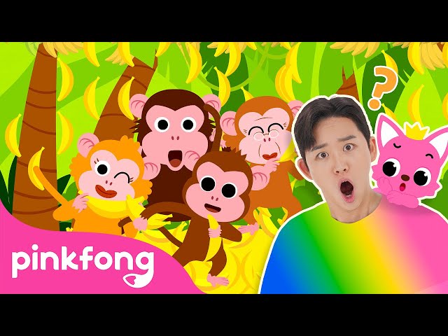 Colorful Monkey Banana Dance + More | Five Little Monkeys✋🐒 | Baby Monkey | Official Pinkfong