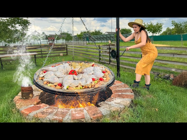 Baked Chickens with Vegetables in an Underground Tandoor! A Rustic Masterpiece