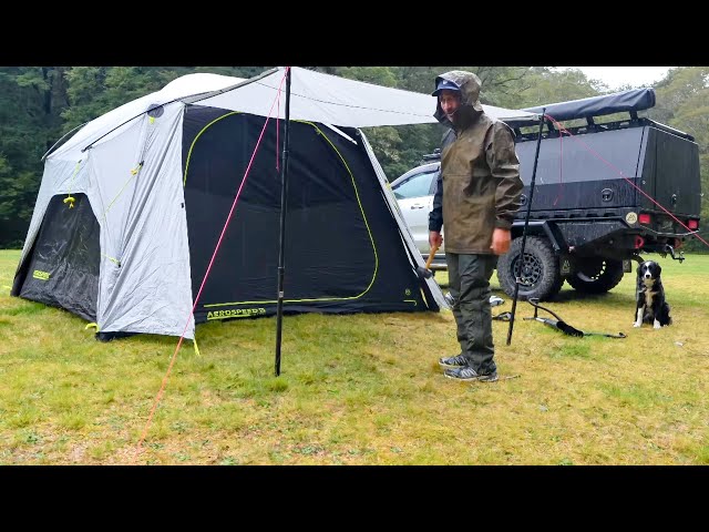 Camping In The Rain With Massive Air Frame Tent