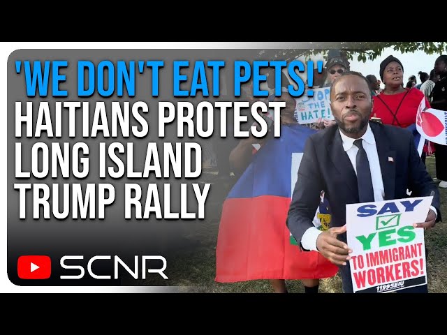 'WE DON'T EAT PETS!' Haitians Protest Long Island Trump Rally | SCNR