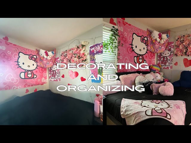 Organize & decorate my room with me 💗| hello kitty / pink edition!