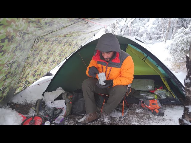 Tent camping in snow and blizzard 2 Nights