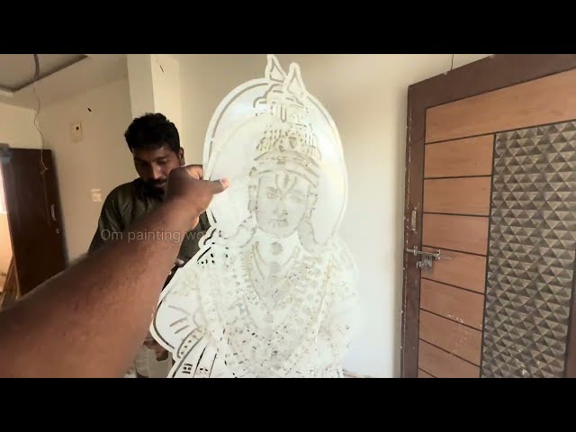 how to make Vitthal Rukmini wall texture design | Wall Texture Design New Ideas