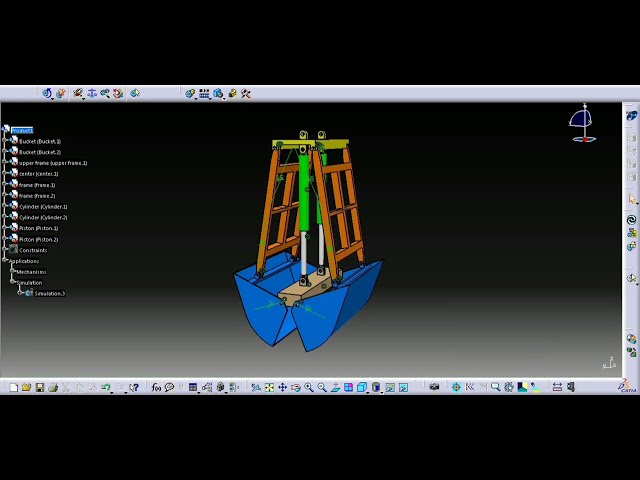 Hydraulic clamshell grab bucket (Tutorial - DMU CATIA)