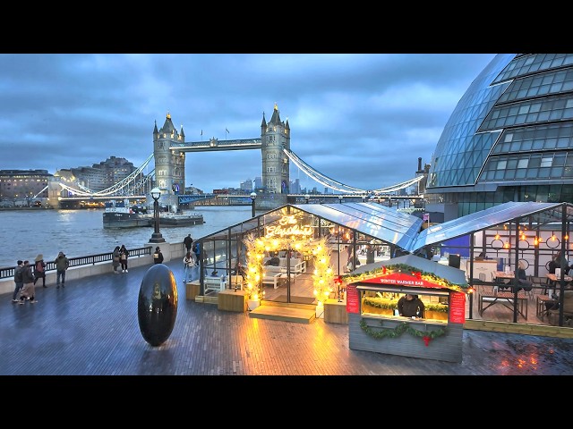 London Winter Walk ✨ Shad Thames, Tower Bridge, St Katharine Docks & Tower of London 🎄 4K HDR