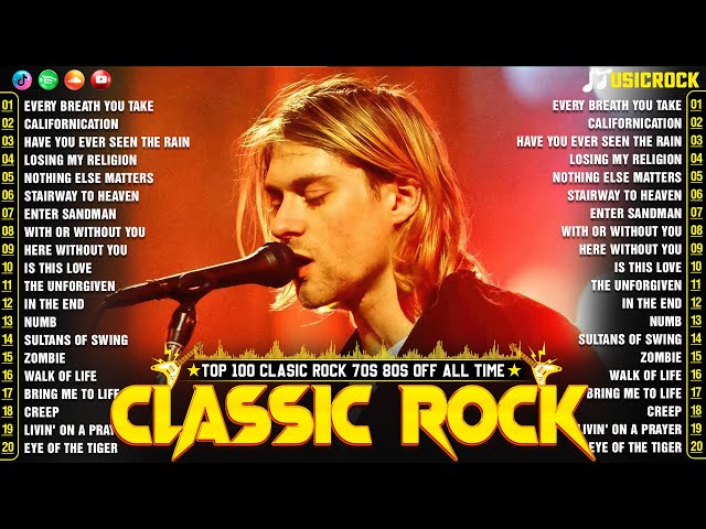 Classic Rock 70s 80s 90s Songs⚡Queen, Metallica, Guns N Roses, U2, Aerosmith, ACDC, Bon Jovi