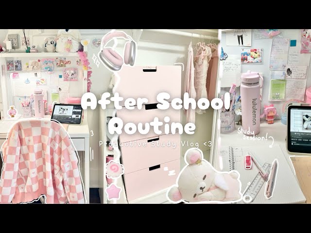 productive after school routine ༉‧₊˚ : aesthetic study vlog, school work, productivity