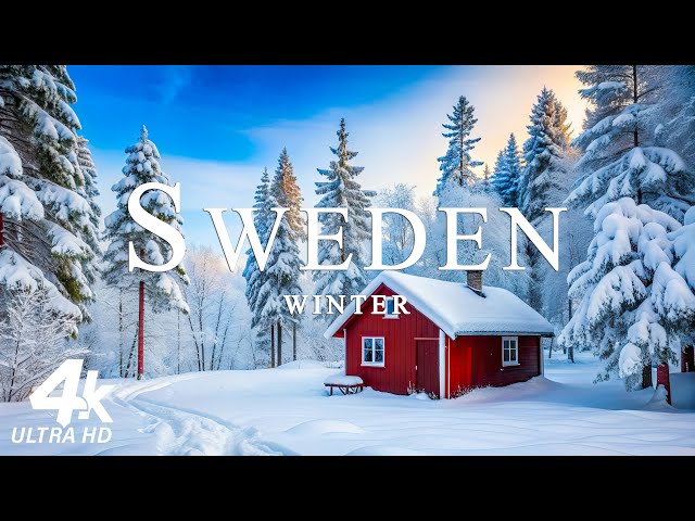 Winter Sweden 4K Ultra HD ❄ Enchanting Winter Sweden, Relaxation Film with Calming Music