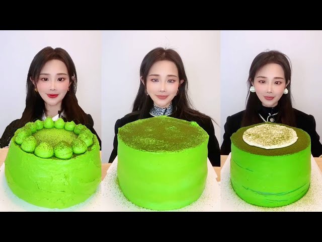 Asmr🍰Eating Matcha Cream Cake🍰 (Soft And Waxy Sound) 크림丨먹방丨Mukbang丨Satisfying丨Eatings