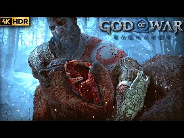 God of War Ragnarök Atreus turned into a bear 🐻 and attacked his father Kratos 4K ULTRA HD