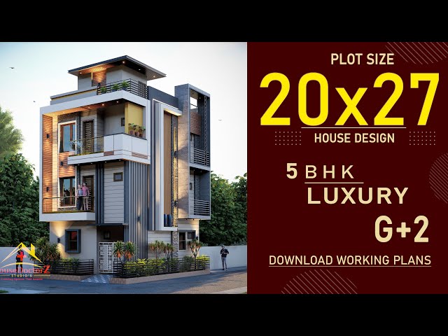 3D House Design 🏡 | 20'-6" x 27'-6" House Plan | G+2 | 5 BHK | 20*27 House Design 3D