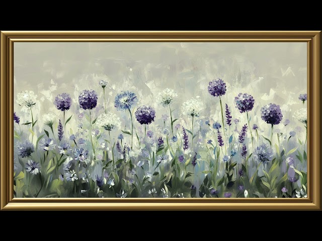 Vintage Beauty of Wildflowers Painting | Gold Frame TV Art | Art Screensaver for TV 2 Hrs