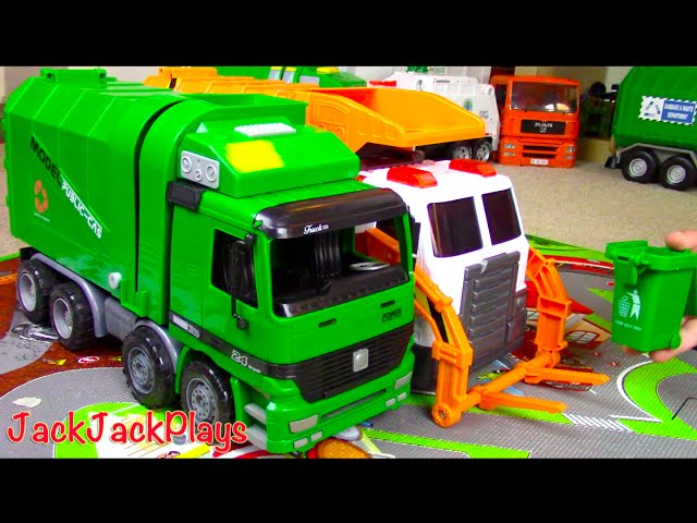 Garbage Truck Videos for Children | Green Kawo Toy UNBOXING | JackJackPlays