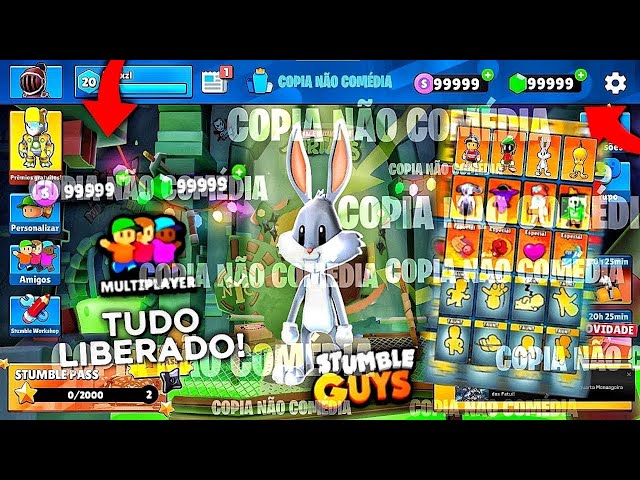 COMO TER TUDO DO STUMBLE GUYS NICK VERMELHO, MULTIPLAYER, GEMAS INFINITAS EMOTES FUNCIONANDO!