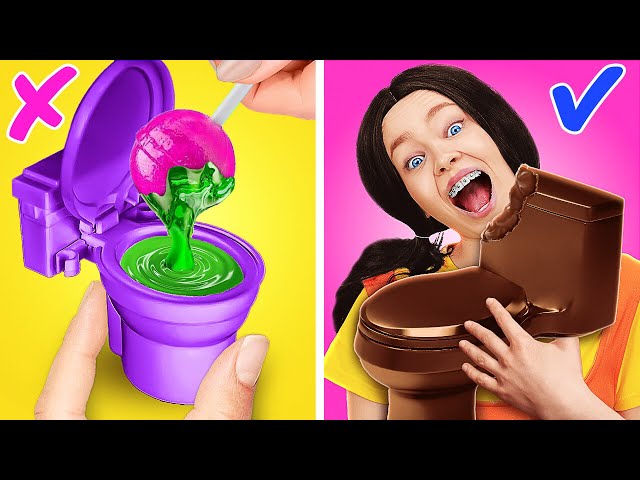 Unusual sweets 😱💩 *Big VS Small Food Challenge🍕🍧*