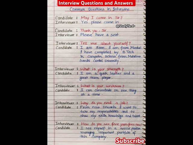 Interview Questions and answers l interview l common interview Questions and answer