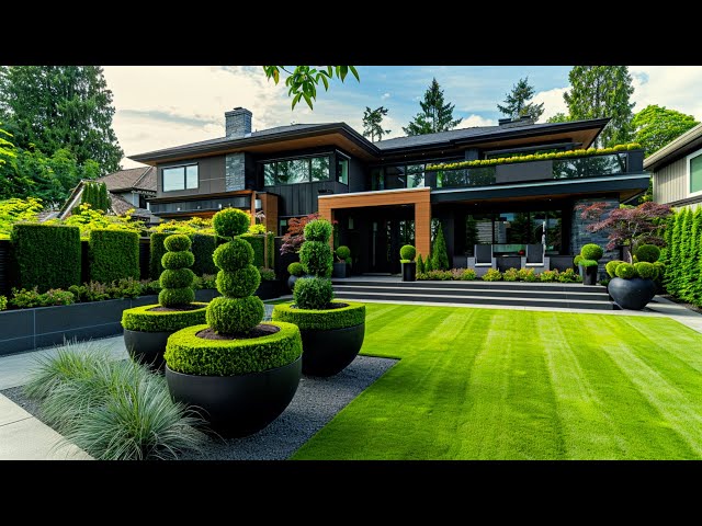 Creating Harmony: Front Yard with Lush Grass and Greenery